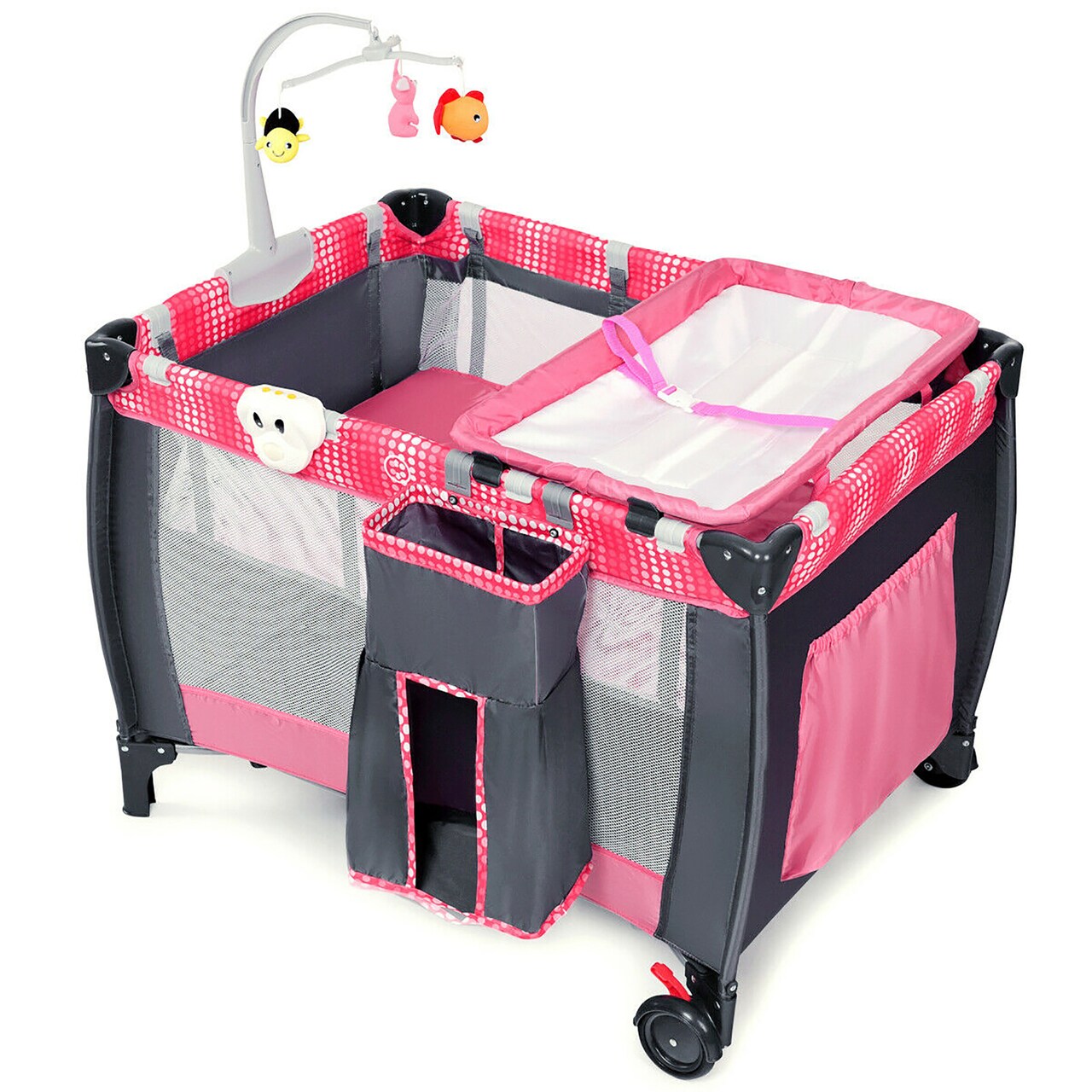 Costway Foldable Travel Baby Playpen Crib Infant Bassinet Bed